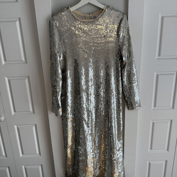 ZARA silver sequin dress - Picture 4 of 6